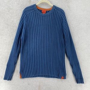VTG Lucky Brand 90s Sweater Mens‎ Large Blue Ribbed Fisherman Crew Neck Y2K